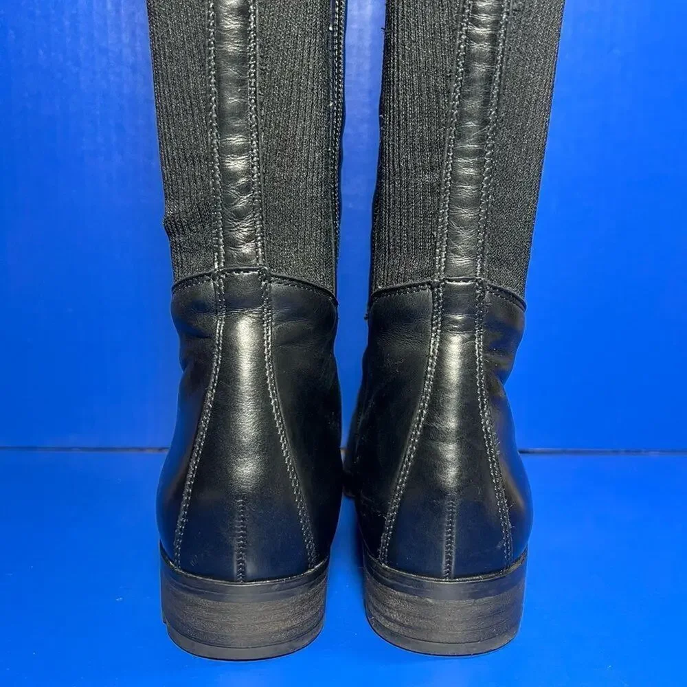 Paul Green‎ Vario 31427 Leather Knee High Boots Black Point Toe Womens 5.5